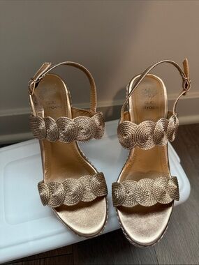 Gold Wedge Heels Sz 8